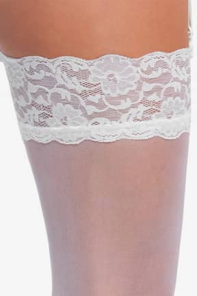 Alla Cottelli Legwear - Stockings With Lace - White - S