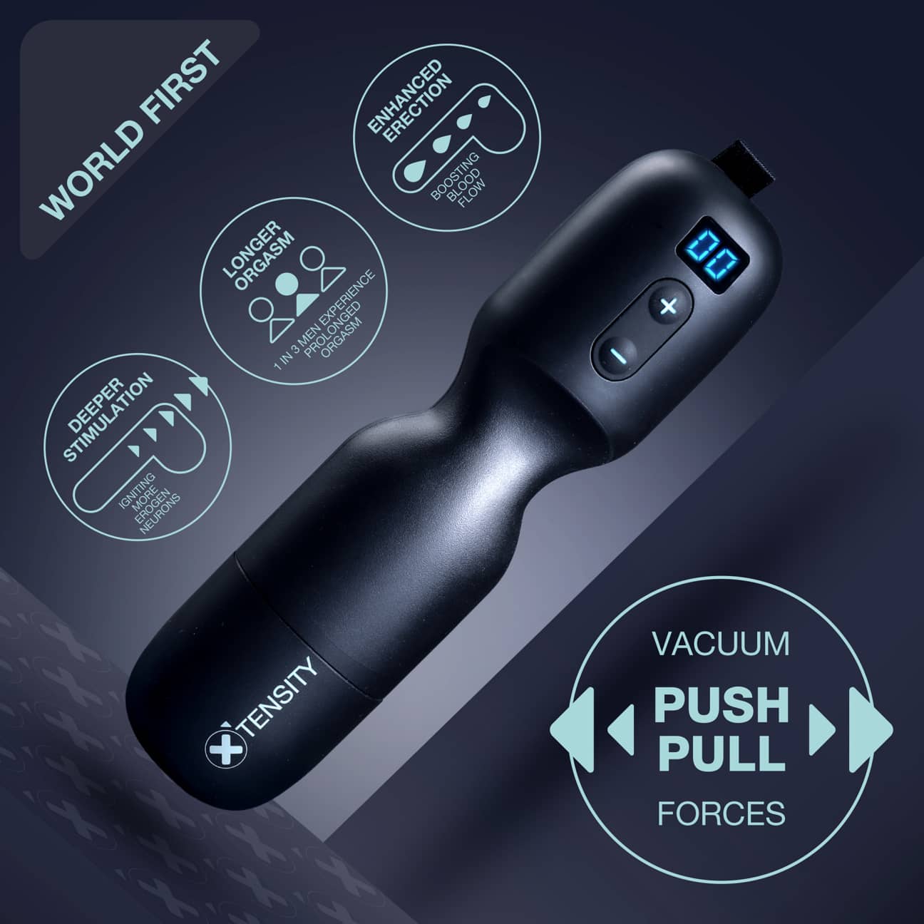 Xtensity 1 Masturbator Black – förpackning och detaljer