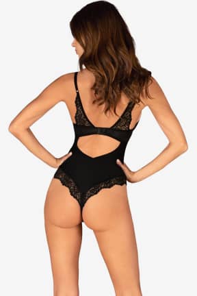 Sexiga Underkläder Obsessive - Body Bellastia - Black - Svart spets som formar, lyfter och smyger över huden med silvrig detalj.
Justerbara band och bygelkupor ger kaxig passform och självsäker siluett.