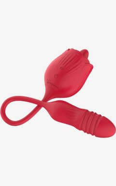 Njutningsleksaker Teazers – Rose Thrusting Dildo Vibrator – Red