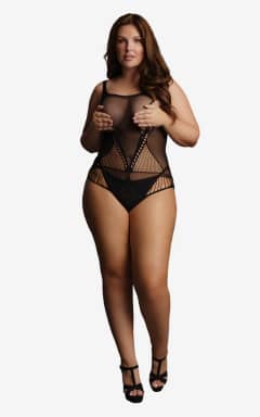 Sexiga Underkläder Le Désir Contrast Net Teddy Queen Size - Kontrast mellan öppet nät och släta sidor formar kroppen och väcker blickar. Superstretch som sitter mjukt och följsamt, med en busig, strappy finish.