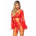 Leg Avenue - Garter Teddy with String Back and Robe Red