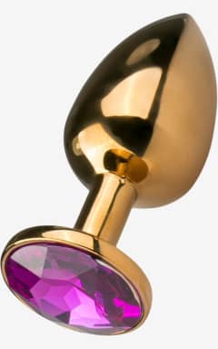 Anal Leksaker EasyToys Anal - Metal Butt Plug No. 1 - Gold/Purple - Guldpolerad buttplug i metall med lila juvel som bjuder på fasta, svala eller varma sensationer. Lätt att föra in och tryggt på plats med smal hals och bred bas.