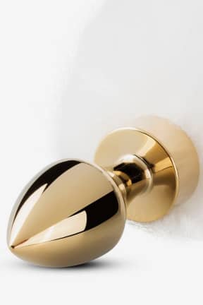 Anal Leksaker EasyToys Fetish - Butt Plug – White Fox Tail - Guldskimrande buttplug i slät aluminium med fluffig rävsvans som kittlar fantasin. Liten och lätt att föra in, enkel att hålla ren och perfekt för temperaturlek.