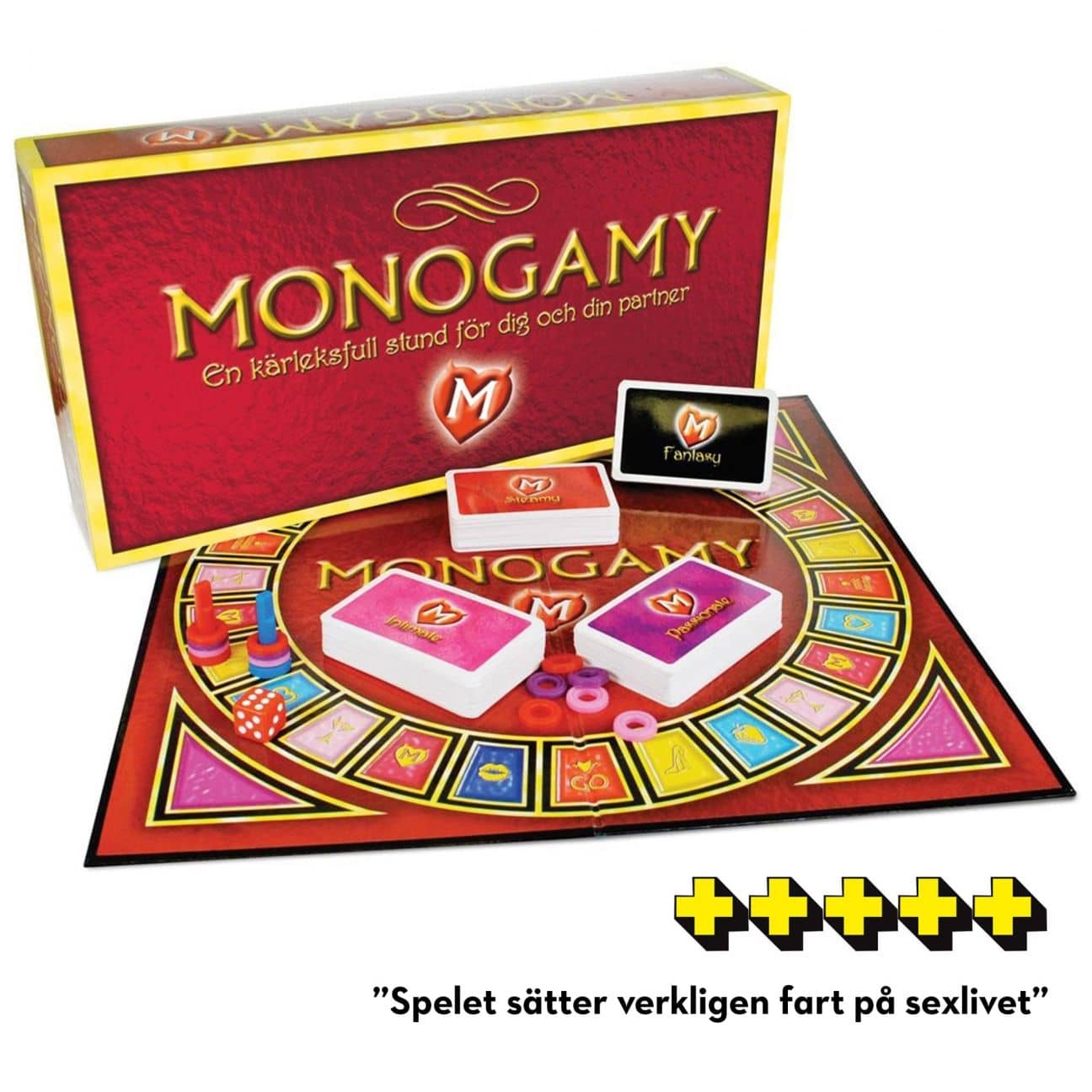 Monogamy spelplan och kort, närbild