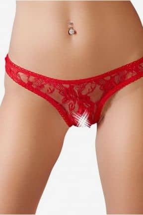Sexiga Underkläder Öppen stringtrosa i röd spets