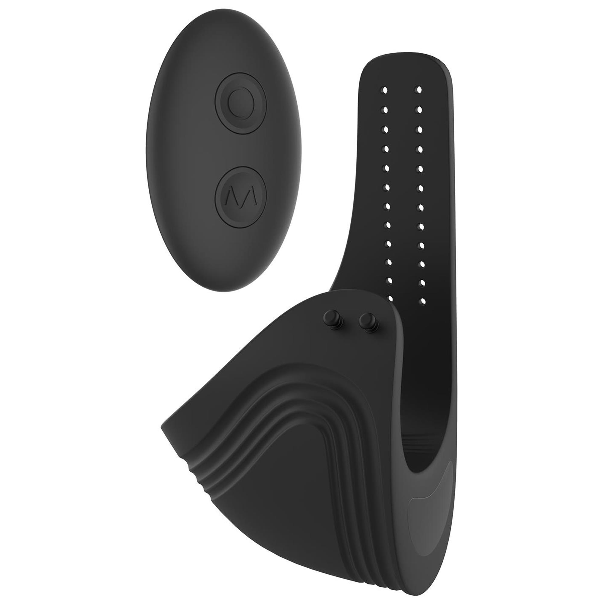 Ramrod Adjustable Vibrating Cockring With Remote Black
