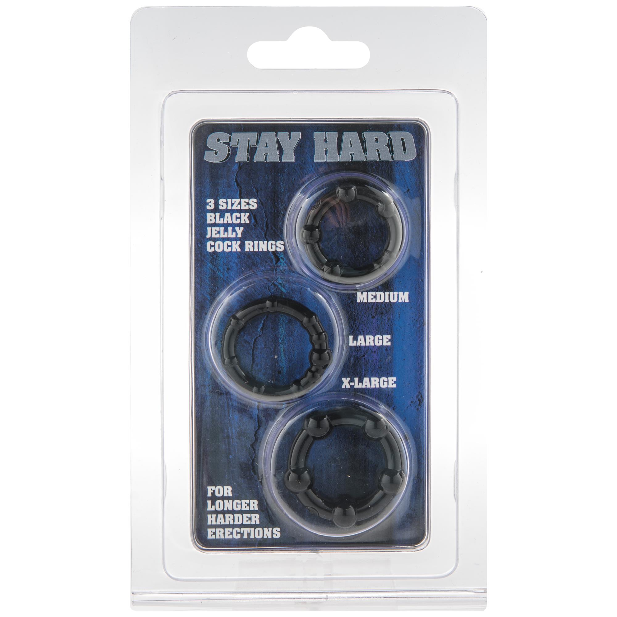 Stay Hard Rings 3 Piece Set Black view 2
