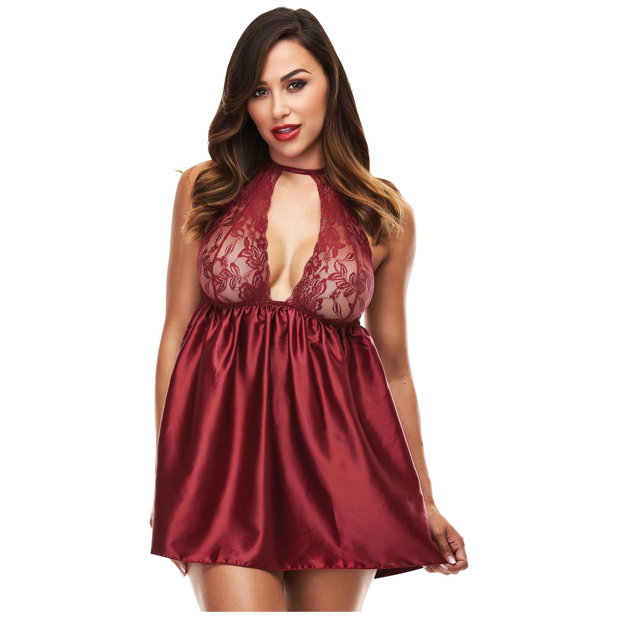 Baci - Sexy Lace Babydoll Set Red M/L