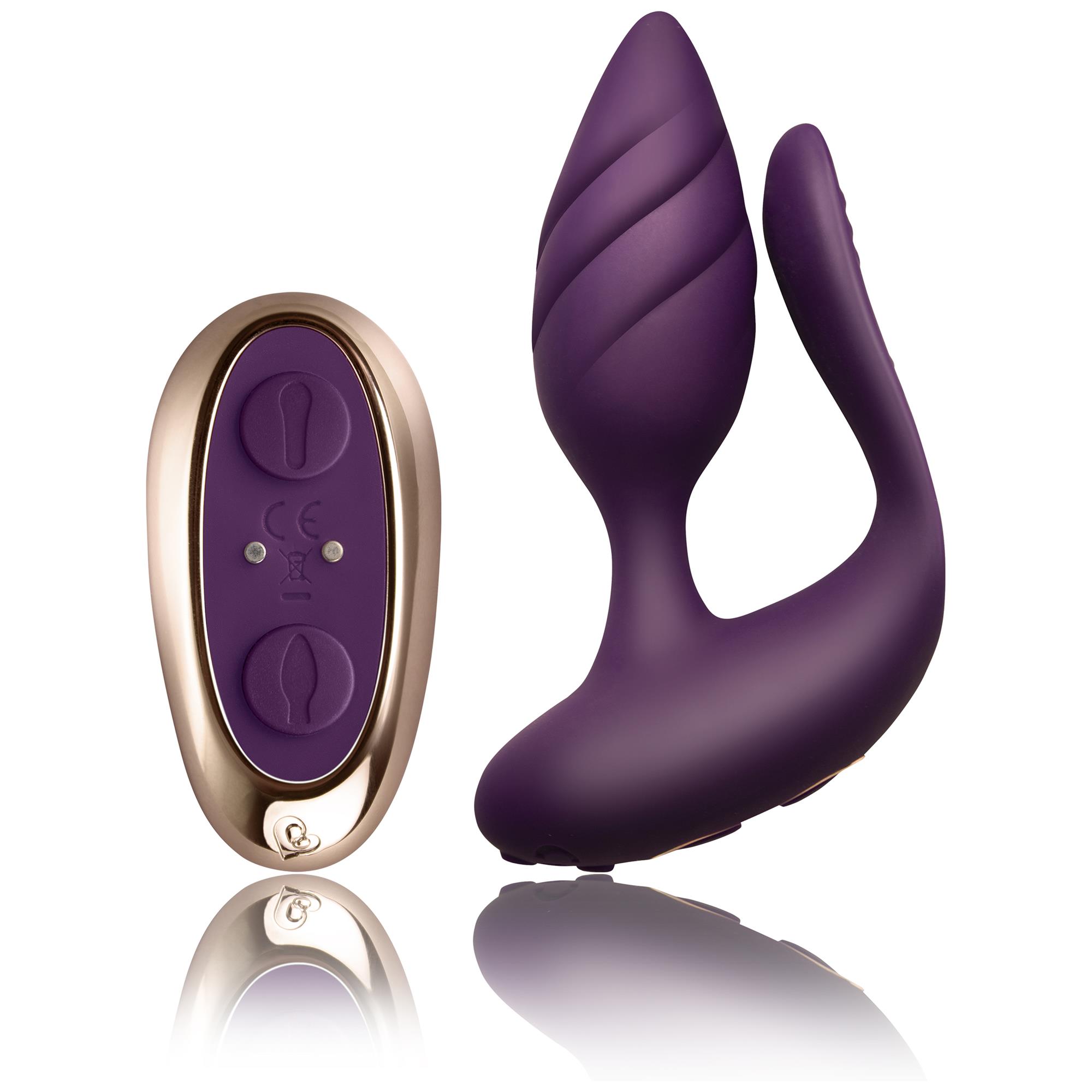 Rocks Off Cocktail Dual Motored Couples Burgundy | Buttplug med vibrator | Intimast