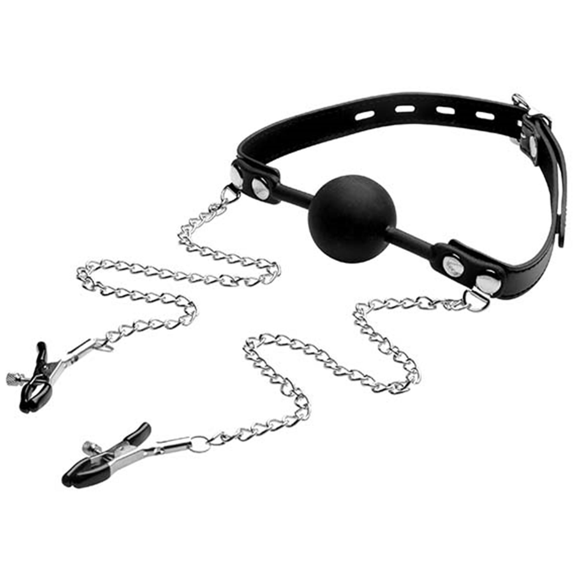 Silicone Ball Gag with Nipple Clamps | Gagball | Intimast