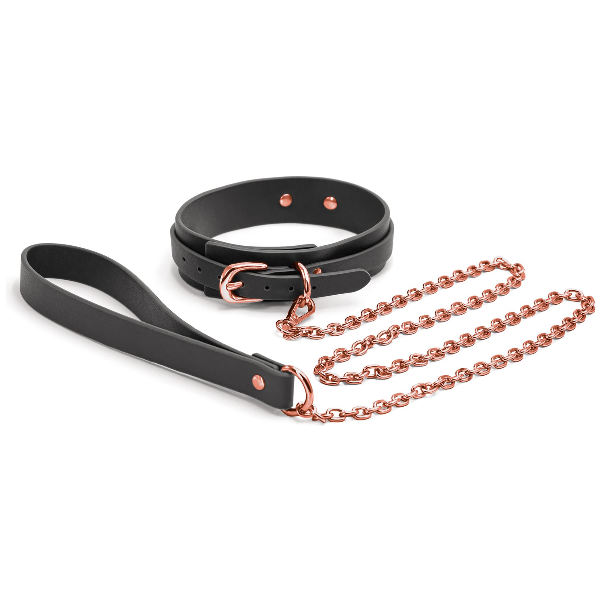 BDSM Collar - And Leash Black | BDSM Halsband | Intimast