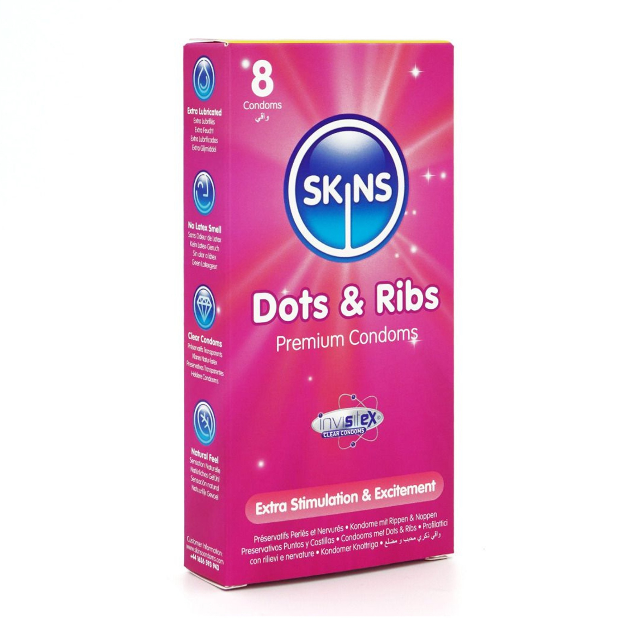 Skins - Condoms Dots And Ribs - 8-pack | Kondomer | Intimast