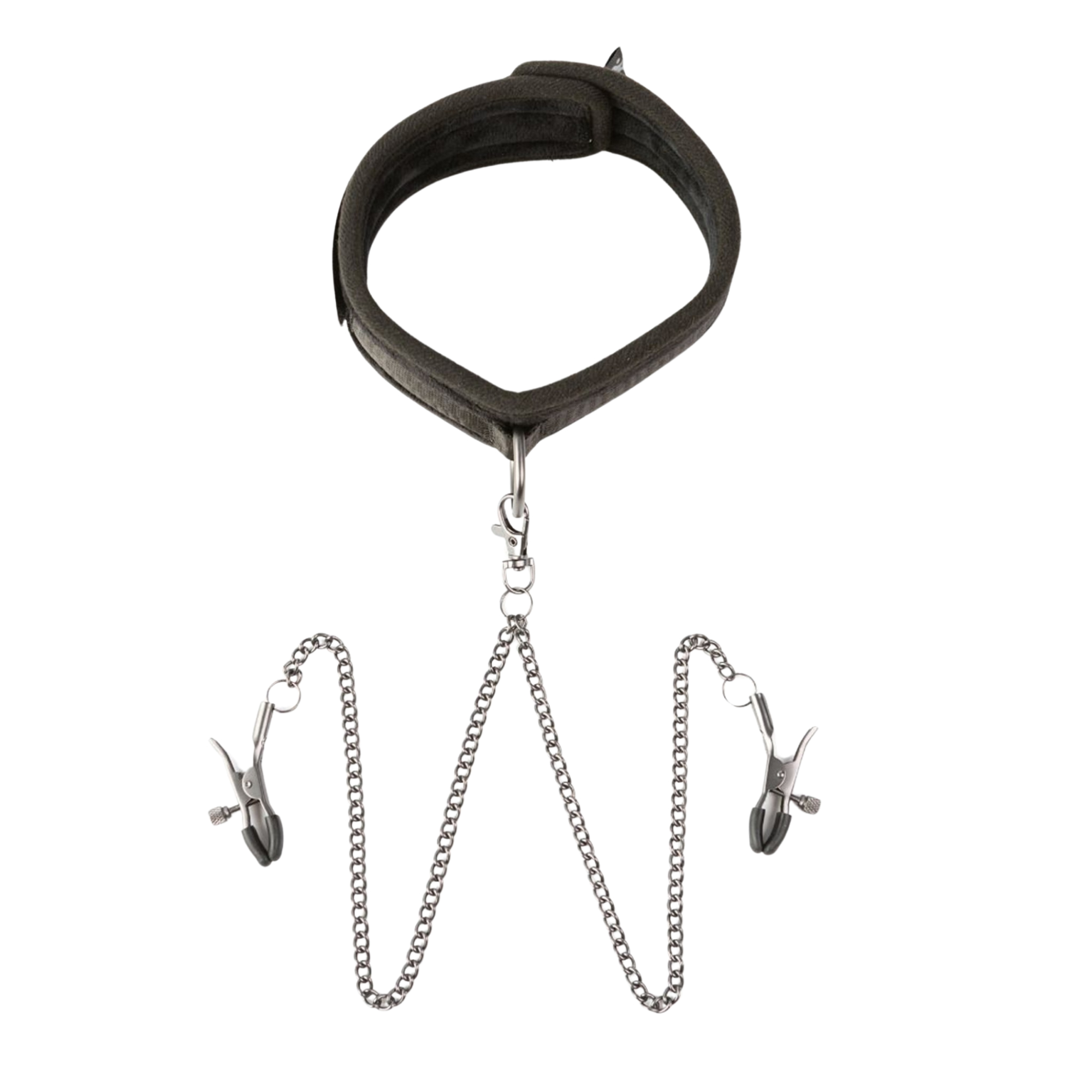 Sei Mio Twin Tweaks Velvet Collar with Nipple Clamps | Bröstvårtsklämmor | Intimast