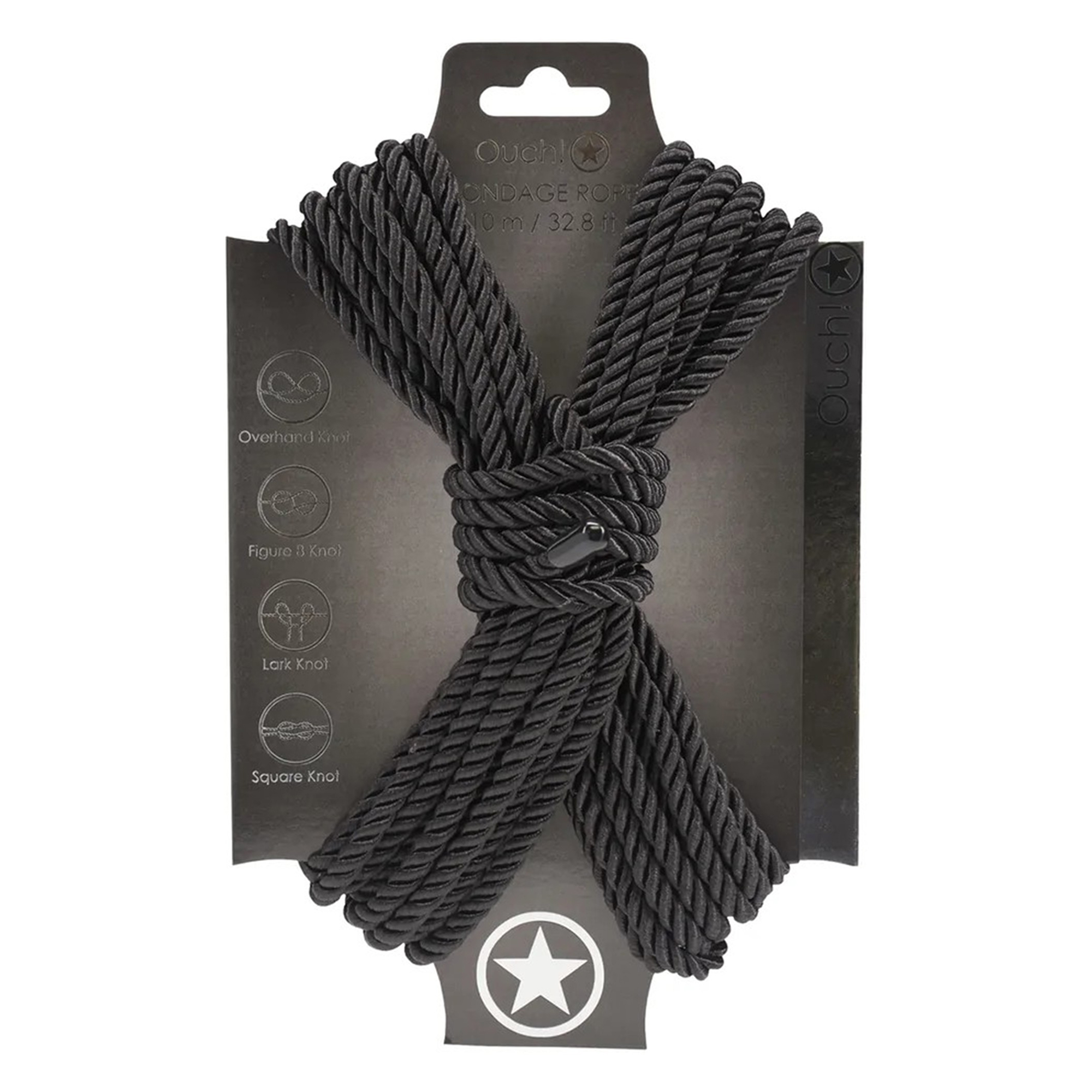 Ouch! - Polyester Bondage Rope - Black - 10m | Bondage rep | Intimast