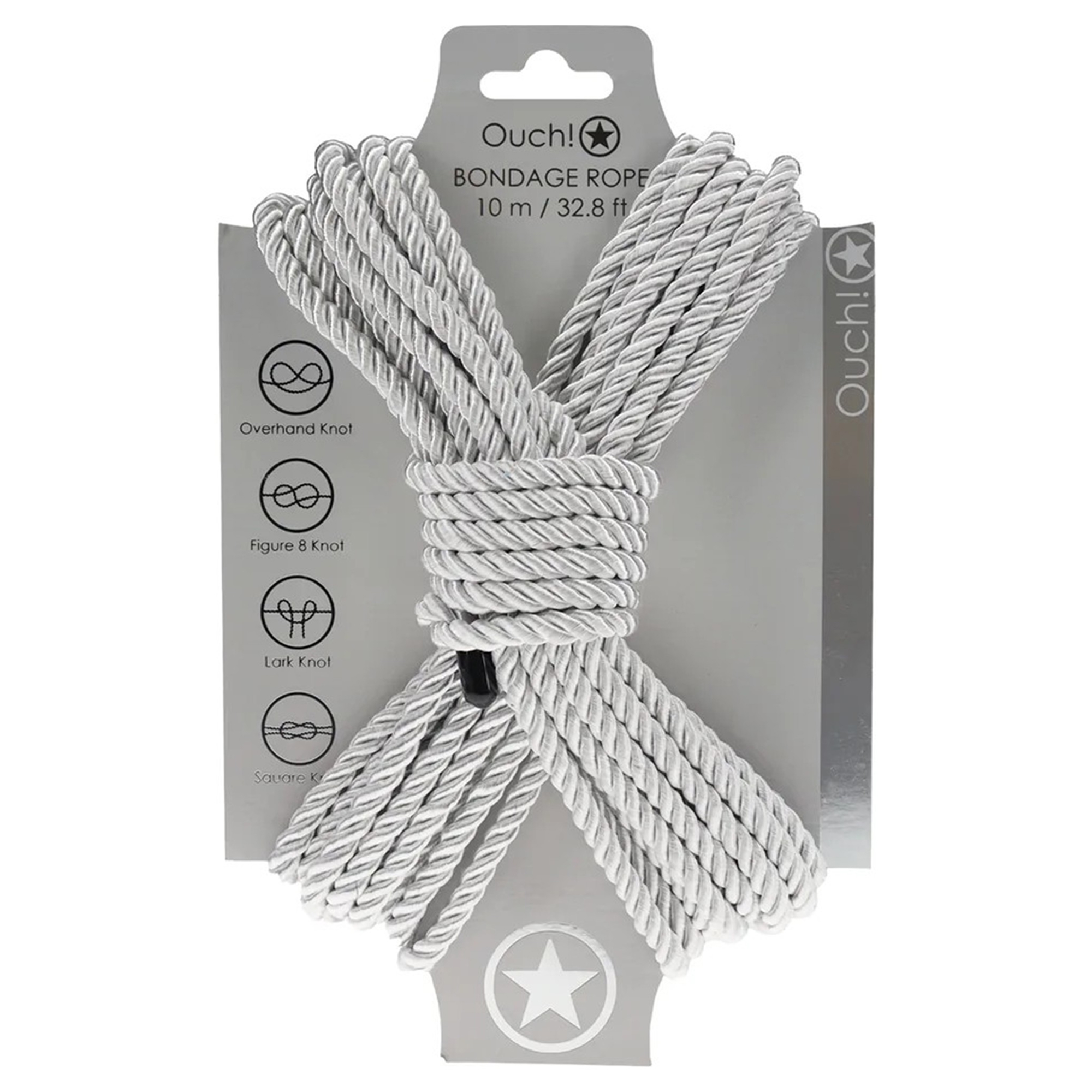 Ouch! - Polyester Bondage Rope - Silver - 10m | Bondage rep | Intimast