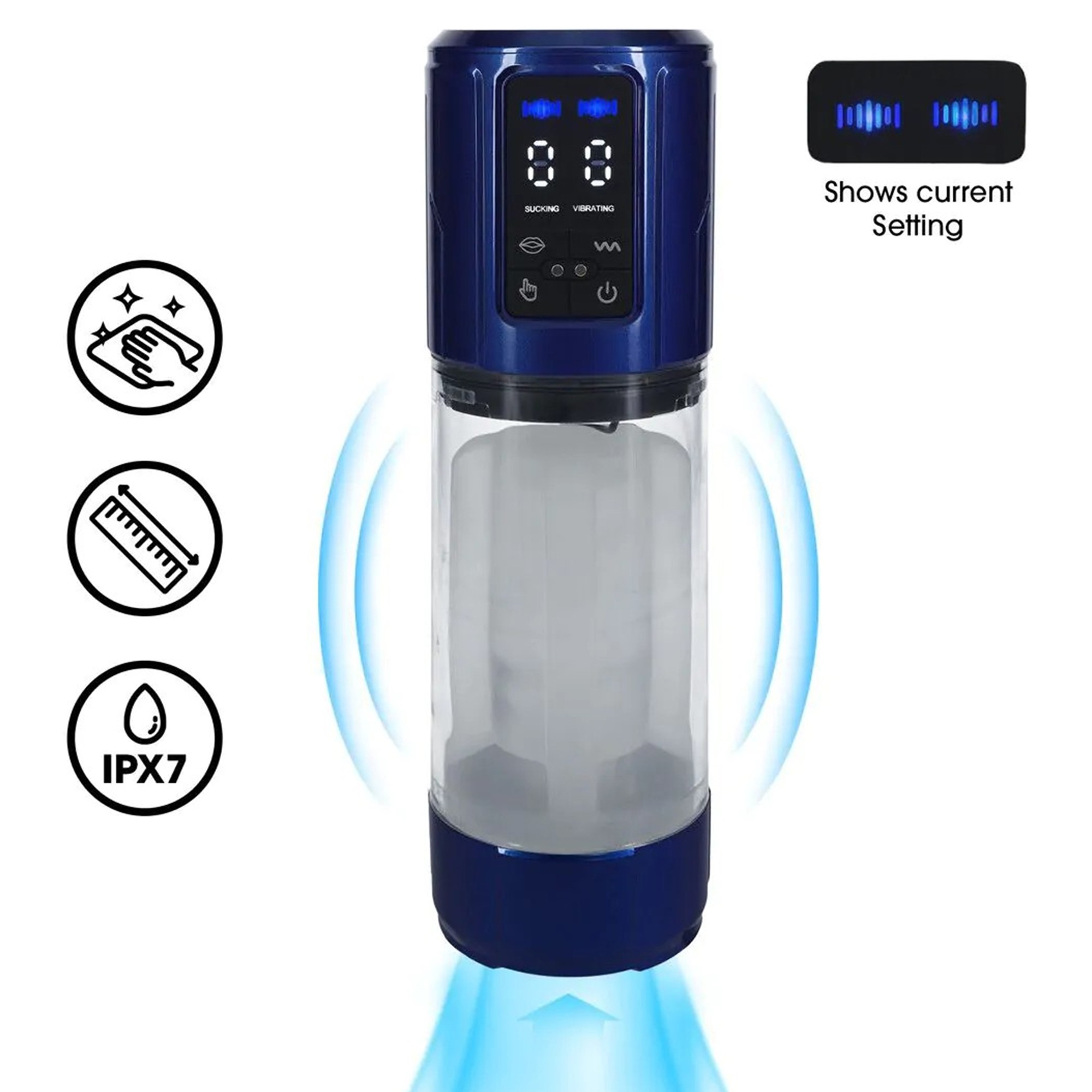 Pumped - UltraLift Automatic Waterproof Masturbator Pump - Metallic Blue | Penispump | Intimast