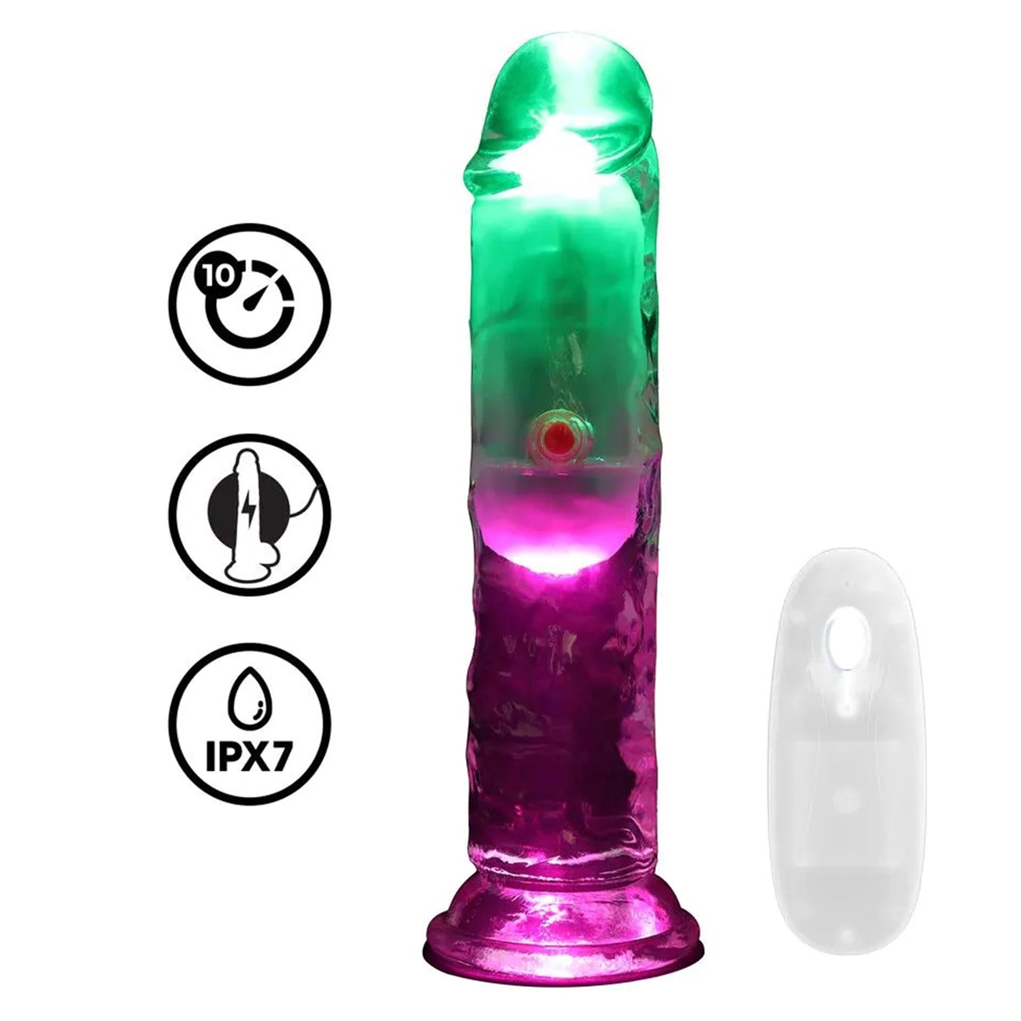 RealCock - LED Vibrating Straight Cock - Transparent - 15cm | Dildo | Intimast