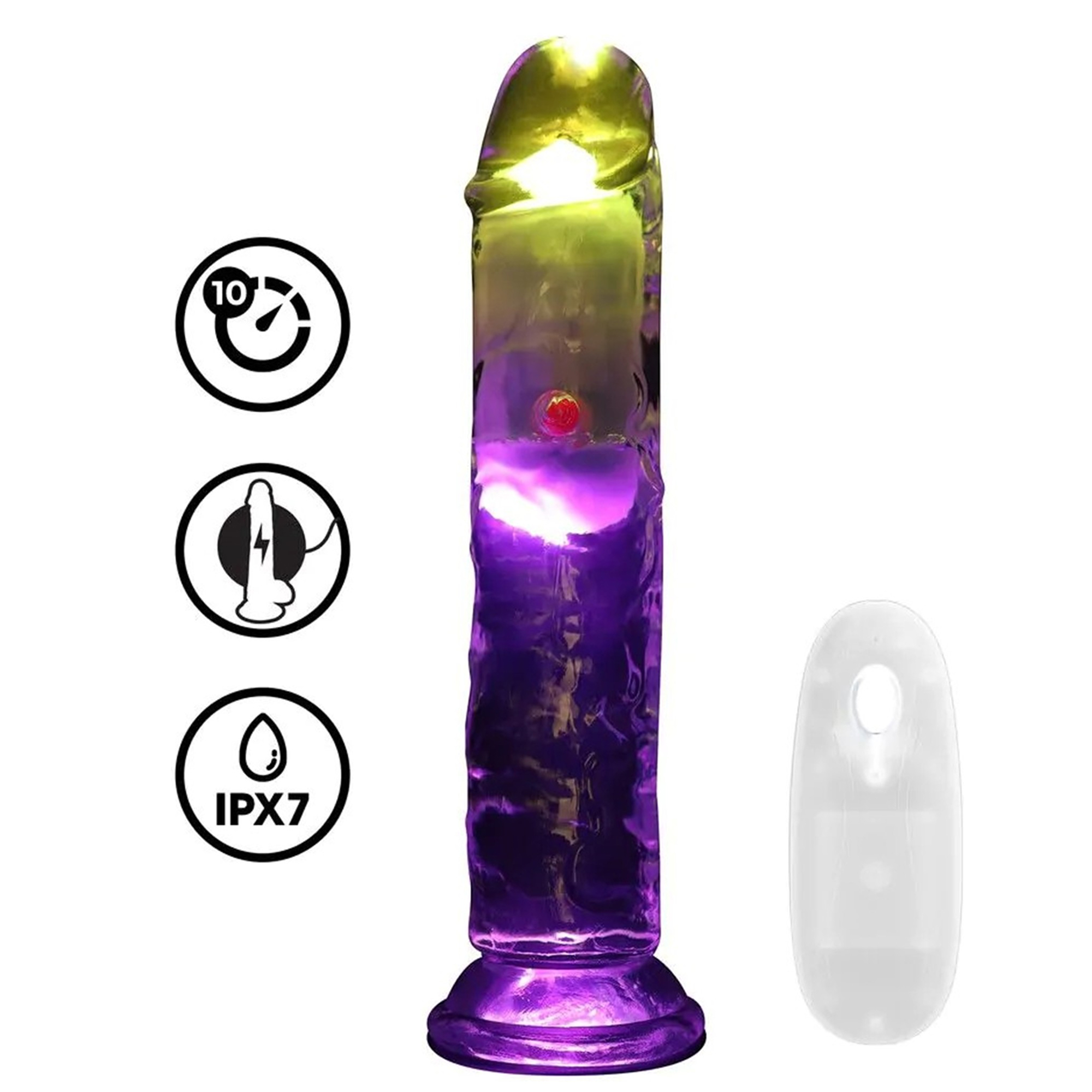 RealCock - LED Vibrating Straight Cock - Transparent - 18cm | Dildo | Intimast