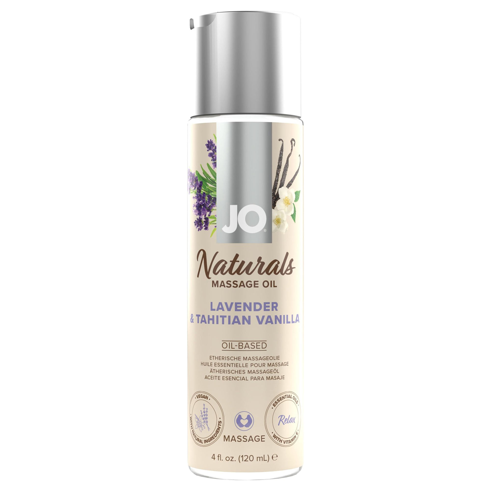 System JO - Naturals Massage Oil - Lavender And Tahitian Vanilla - 120 ml | Massageolja | Intimast