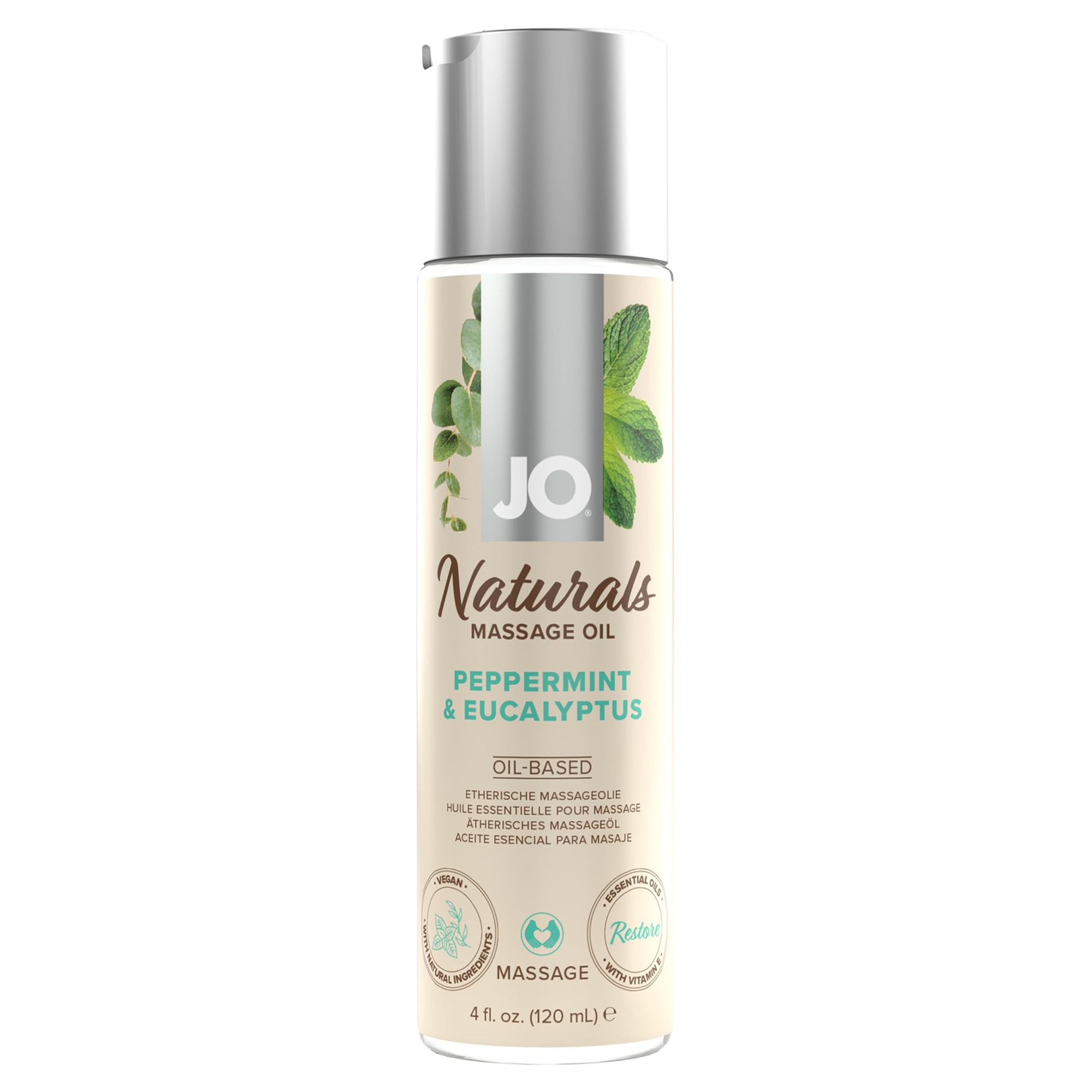 System JO - Naturals Massage Oil - Peppermint And Eucalyptus - 120 ml | Massageolja | Intimast