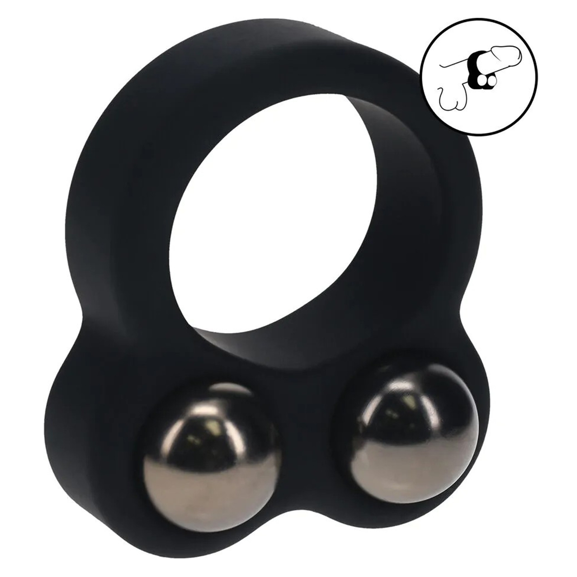 Levelz - Liquid Silicone Double Weighted Ball Cockring - Black | Penisring utan vibration | Intimast