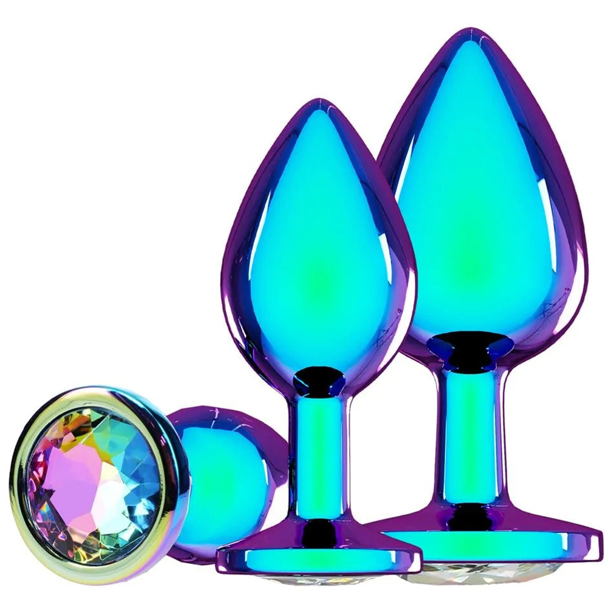 Ouch! - Venice Collection Metal Anal Plug Set - Iridescent | Buttplug | Intimast