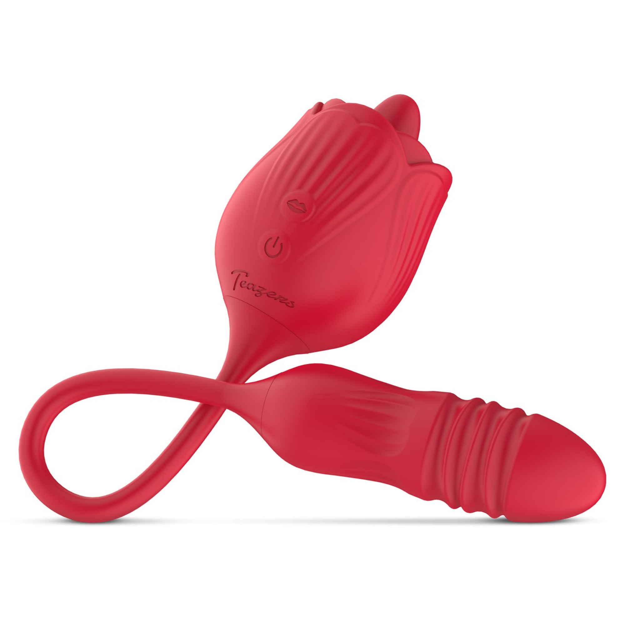 Teazers – Rose Thrusting Dildo Vibrator – Red | Thrusting Dildo | Intimast