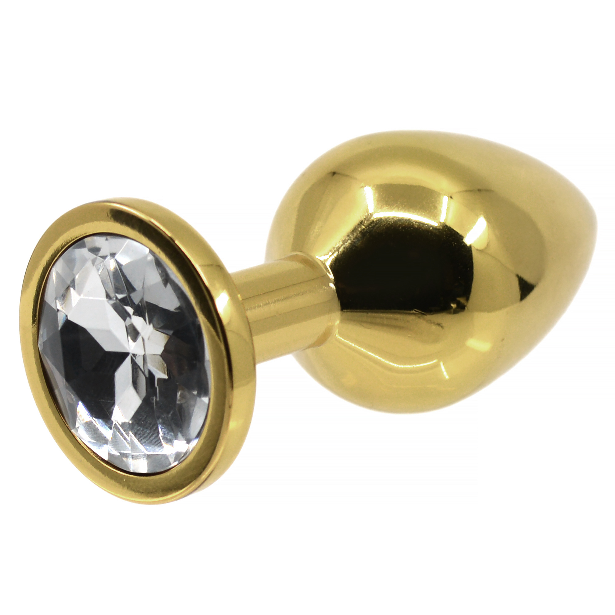 Golden Steel Buttplug with Crystal