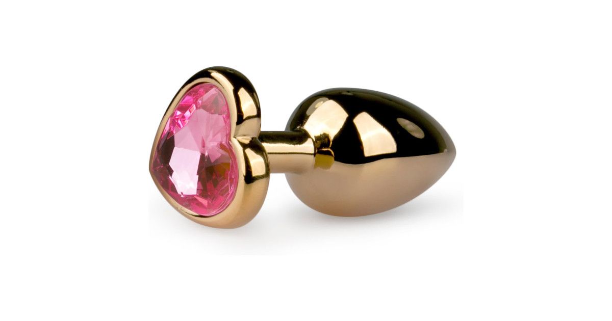 Metal Butt Plug guld rosa kristall