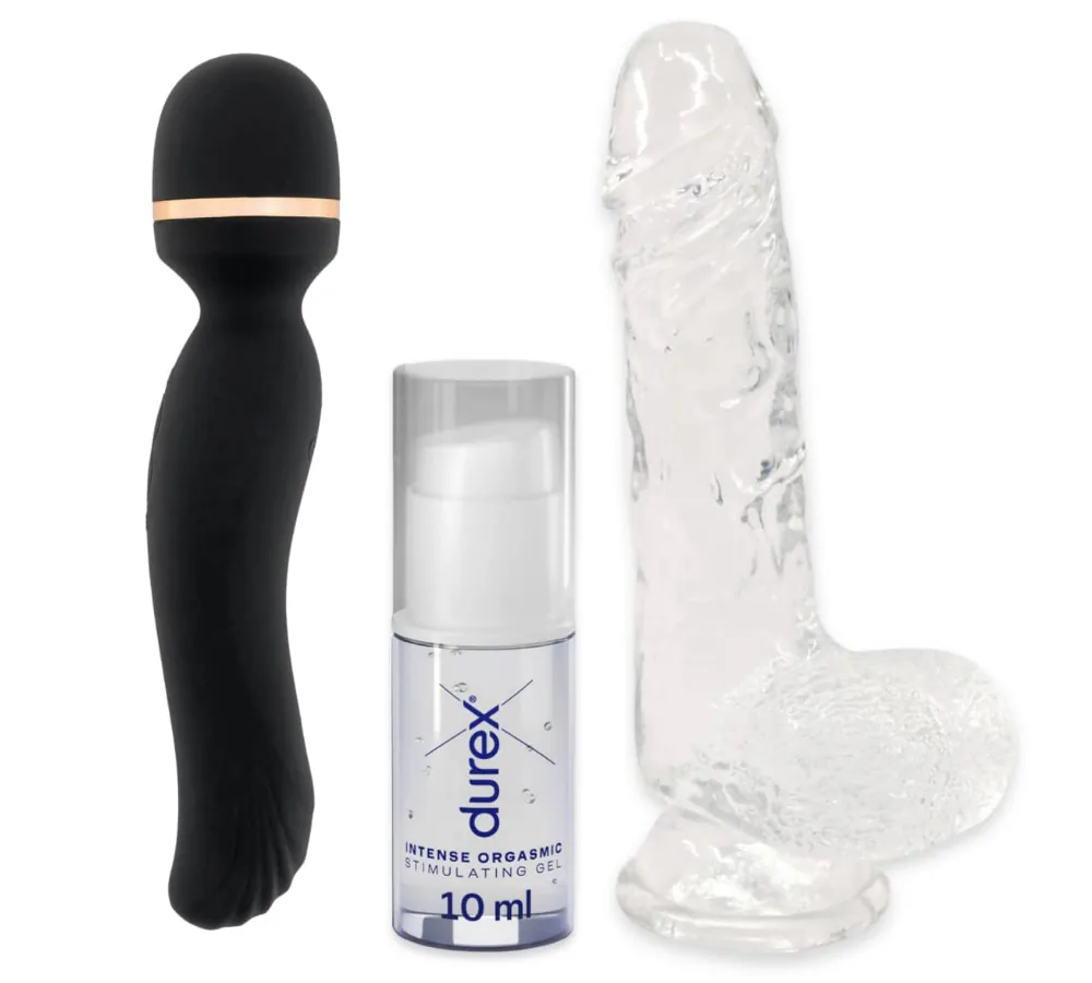 Sensation Max med Libra 2.0, Faultless-dildon och Durex Intense Orgasmic Gel